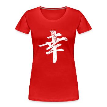 Viel Glück, Glück, Segen - Frauen Premium Bio T-Shirt - Rot - Vorne - Mia (176cm)
