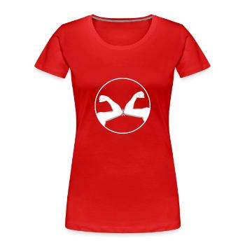 Corona kein Hände schütteln Ellbogen - Frauen Premium Bio T-Shirt - Rot - Vorne - Mia (176cm)