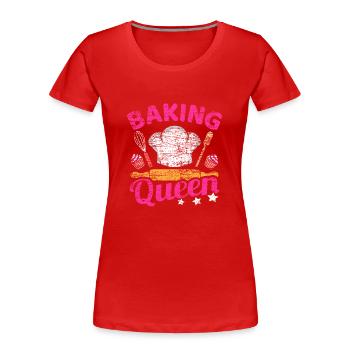 Cuire au four en disant - T-shirt bio Premium Femme - rouge - Devant - Mia (176cm)