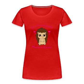 Igel Machen Mich Glücklich Herz Blätter Herbst Hed - Frauen Premium Bio T-Shirt - Rot - Vorne - Mia (176cm)