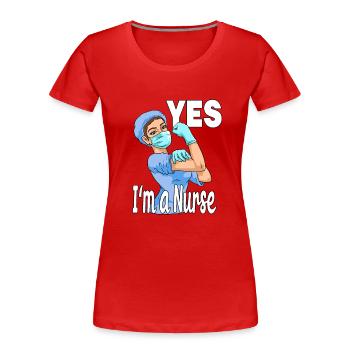 Lustige Pflegekraft Gesundheitswesen Krankenschwes - Frauen Premium Bio T-Shirt - Rot - Vorne - Mia (176cm)