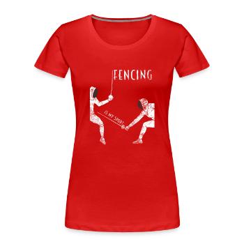 Duell Fechten Fechtsport Fechter Säbel Degen Gesch - Frauen Premium Bio T-Shirt - Rot - Vorne - Mia (176cm)