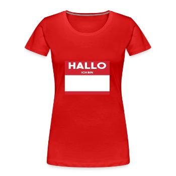 Hallo ich bin ... Namenschild zum beschriften - Frauen Premium Bio T-Shirt - Rot - Vorne - Mia (176cm)