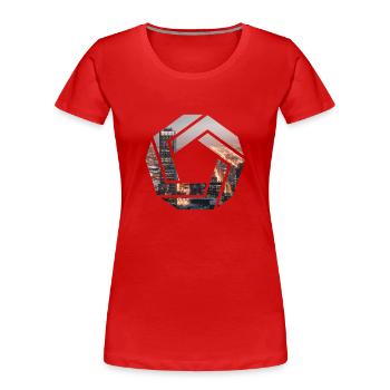 Sechseck City Knoten - Frauen Premium Bio T-Shirt - Rot - Vorne - Mia (176cm)