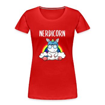 Nerdicorn Mädchen Nerd Einhorn Streber Frauen - Frauen Premium Bio T-Shirt - Rot - Vorne - Mia (176cm)