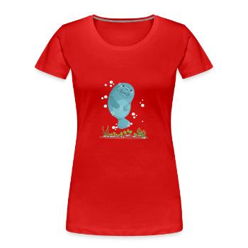 Doux lamantin lamantin lamantin cadeau Dugong - T-shirt bio Premium Femme - rouge - Devant - Mia (176cm)