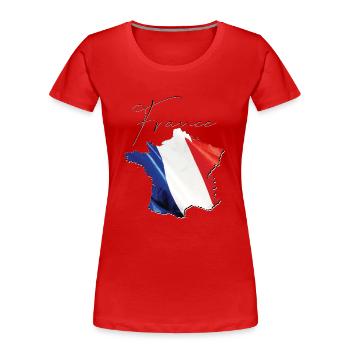Frankreich Flagge in der Frankreich Landkarte EN - Frauen Premium Bio T-Shirt - Rot - Vorne - Mia (176cm)
