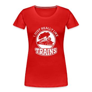 Lokomotive Lok Modelleisenbahn Modellbau - Frauen Premium Bio T-Shirt - Rot - Vorne - Mia (176cm)