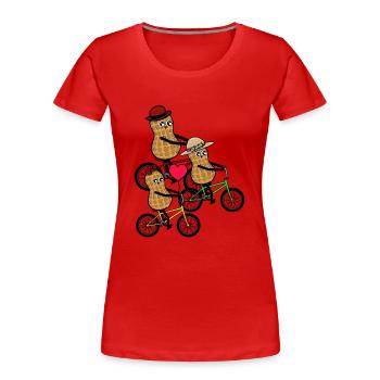 Familie Ausflug Kinder Erdnuss Fahrrad fahren - Frauen Premium Bio T-Shirt - Rot - Vorne - Mia (176cm)
