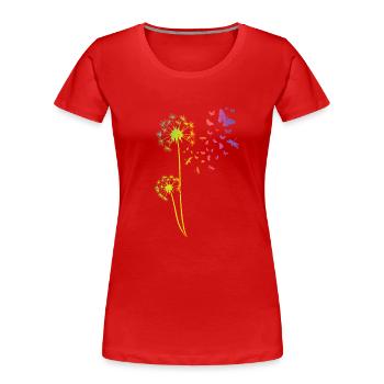 Pusteblume Tattoo Dandelion Regenbogen Löwenzahn - Frauen Premium Bio T-Shirt - Rot - Vorne - Mia (176cm)