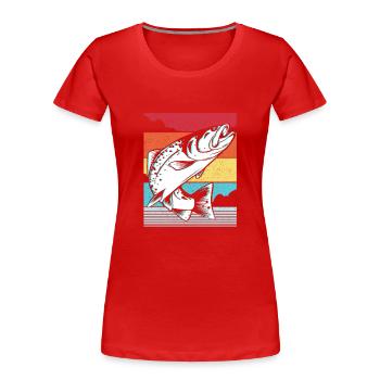 Poissons Carpes de brochet - T-shirt bio Premium Femme - rouge - Devant - Mia (176cm)