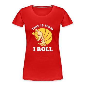 Armadillo Ceinture Guerteltier Ceinture Ceinture - T-shirt bio Premium Femme - rouge - Devant - Mia (176cm)