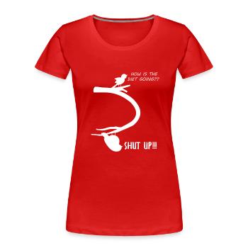 WItziger Spruch mit dickem Vogel für Übergewichtig - Frauen Premium Bio T-Shirt - Rot - Vorne - Mia (176cm)