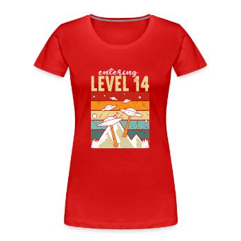 Level 14 Gaming Controller 14. Geburtstag - Frauen Premium Bio T-Shirt - Rot - Vorne - Mia (176cm)