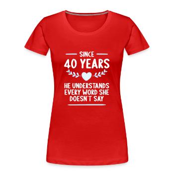 40 years married 40th wedding anniversary - Women's Premium Organic T-Shirt - red - Front - Mia (176cm)