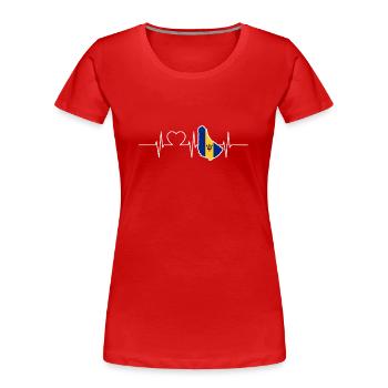 Barbados Herzschlag Flagge Vintage Barbados - Frauen Premium Bio T-Shirt - Rot - Vorne - Mia (176cm)