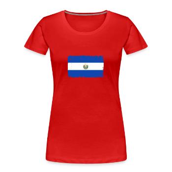 El Salvador Herzschlag Flagge Vintage El Salvador - Frauen Premium Bio T-Shirt - Rot - Vorne - Mia (176cm)