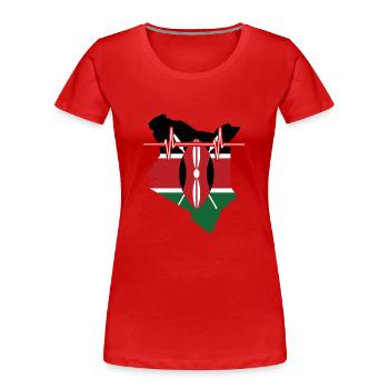 Kenya Battements de coeur Drapeau Kenya - T-shirt bio Premium Femme - rouge - Devant - Mia (176cm)