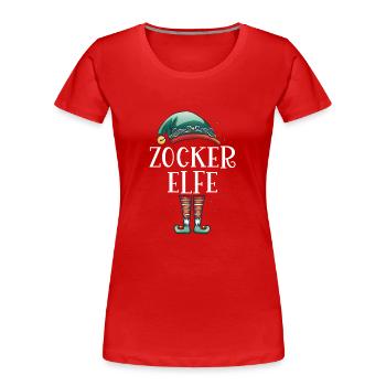 Weihnachten Partnerkostüm Zocker Elf Elfe Elfen - Frauen Premium Bio T-Shirt - Rot - Vorne - Mia (176cm)