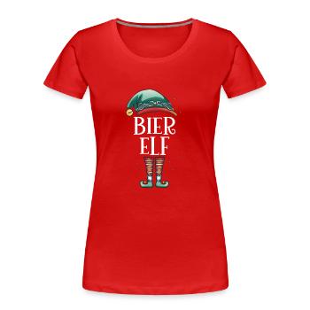 Weihnachten Partnerkostüm Bier Elf Elfe Elfen - Frauen Premium Bio T-Shirt - Rot - Vorne - Mia (176cm)