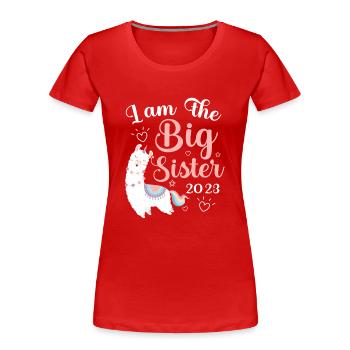 Je suis Big Sister 2023 Big Sis 23 - T-shirt bio Premium Femme - rouge - Devant - Mia (176cm)