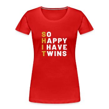 Twin Papa Twins Father Pregnancy - Women's Premium Organic T-Shirt - red - Front - Mia (176cm)