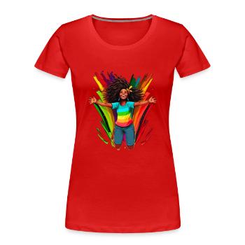 Vielfalt, Diversität, BLM, Regenbogen - Frauen Premium Bio T-Shirt - Rot - Vorne - Mia (176cm)