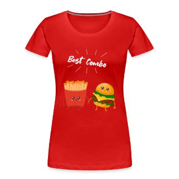 Burger & Pommes Paar Geschenk für Pommes Liebhaber - Frauen Premium Bio T-Shirt - Rot - Vorne - Mia (176cm)