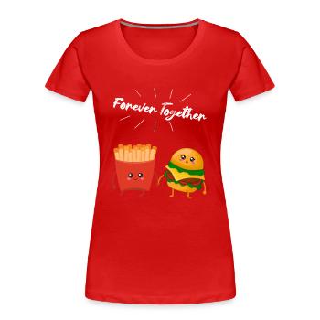 Burger & Fries Couple Cadeau pour les amateurs de frites - T-shirt bio Premium Femme - rouge - Devant - Mia (176cm)