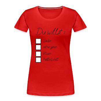 0652A733 3792 487E B09C 5B88AAFD5637 - Frauen Premium Bio T-Shirt - Rot - Vorne - Mia (176cm)