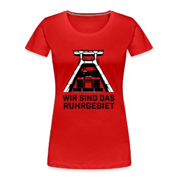 Wir sind das Ruhrgebiet - Frauen Premium Bio T-Shirt - Rot - Vorne - Mia (176cm)