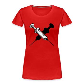 Infirmière en soins sédatifs Infirmière en injection sédative - T-shirt bio Premium Femme - rouge - Devant - Mia (176cm)