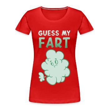 Pet flatulences Pet Péter Devinez mon pet - T-shirt bio Premium Femme - rouge - Devant - Mia (176cm)