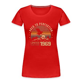 Jahrgang 1969 Limitierte Auflage 1969 Retro 1969 - Frauen Premium Bio T-Shirt - Rot - Vorne - Mia (176cm)