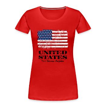 USA Flag - Vintage Look - Frauen Premium Bio T-Shirt - Rot - Vorne - Mia (176cm)