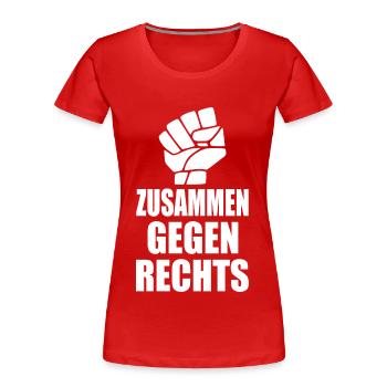 Zusammen gegen rechts - Frauen Premium Bio T-Shirt - Rot - Vorne - Mia (176cm)