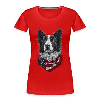 Border Collie - Frauen Premium Bio T-Shirt - Rot - Vorne - Mia (176cm)