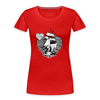 Captain moin moin sailboat skipper sailor's yarn - Women's Premium Organic T-Shirt - red - Front - Mia (176cm)