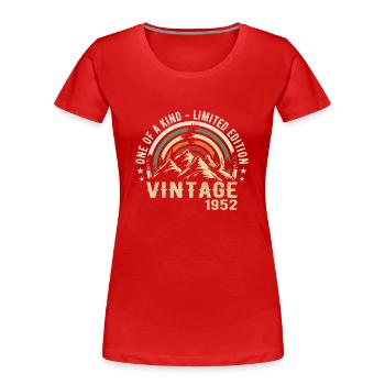 Né en 1952 Vintage 1952 Anniversaire Rétro 1952 - T-shirt bio Premium Femme - rouge - Devant - Mia (176cm)
