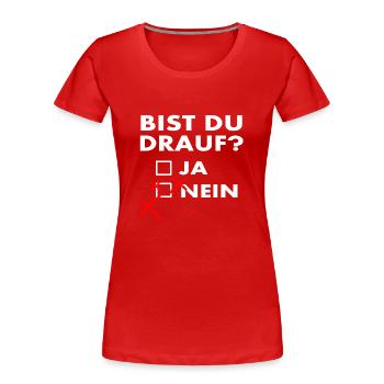 Raver Rave Festival T-Shirt - Frauen Premium Bio T-Shirt - Rot - Vorne - Mia (176cm)