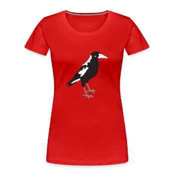 Maggie magpie serious face - Women's Premium Organic T-Shirt - red - Front - Mia (176cm)