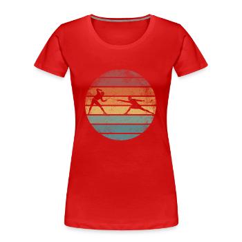 Fechter Fechten Sportfechten Vintage - Frauen Premium Bio T-Shirt - Rot - Vorne - Mia (176cm)