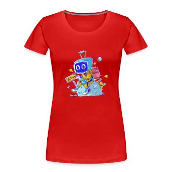 TV Dude - Frauen Premium Bio T-Shirt - Rot - Vorne - Mia (176cm)