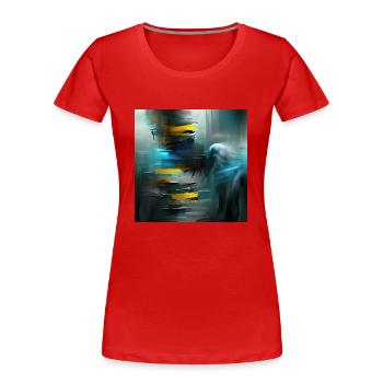 Art numérique contemporain d’apstract - T-shirt bio Premium Femme - rouge - Devant - Mia (176cm)