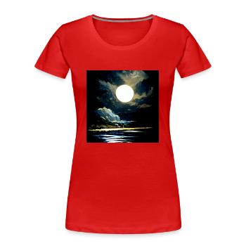 Vollmond und Mondlicht auf dem Wasser in der Nacht - Frauen Premium Bio T-Shirt - Rot - Vorne - Mia (176cm)