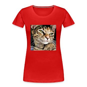 Tabby Katze Porträt - Frauen Premium Bio T-Shirt - Rot - Vorne - Mia (176cm)