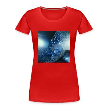 Unterwasserblau leuchtende abstrakte geheimnisvolle Welt - Frauen Premium Bio T-Shirt - Rot - Vorne - Mia (176cm)