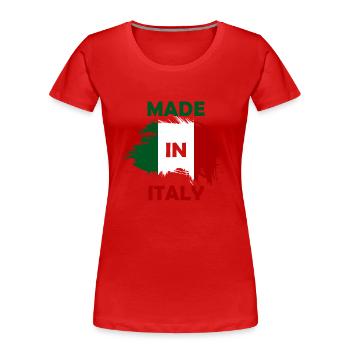 made in Italy - T-shirt bio Premium Femme - rouge - Devant - Mia (176cm)
