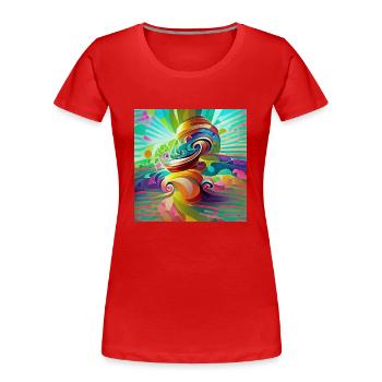 Bunte, lebendige psychedelische Wirbel - Frauen Premium Bio T-Shirt - Rot - Vorne - Mia (176cm)