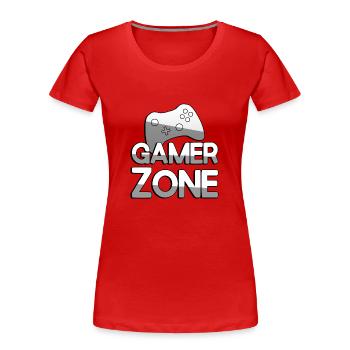 GAMER ZONE + Controller - Gaming - Frauen Premium Bio T-Shirt - Rot - Vorne - Mia (176cm)